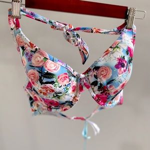 Panache Swim Halter Bikini Top ✨ White Floral Size 32DD